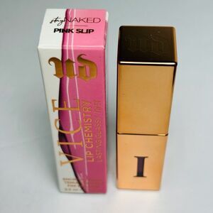 BNIB Urban Decay Vice Lip Chemistry Lasting Glassy Tint Pink‎ Slip Stay Naked
